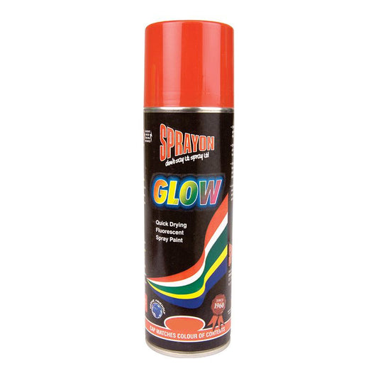 Sprayon Glow spray paint can on a white background