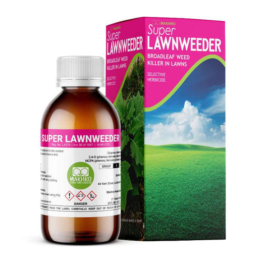 Super Lawnweeder bottle and packaging on a white background