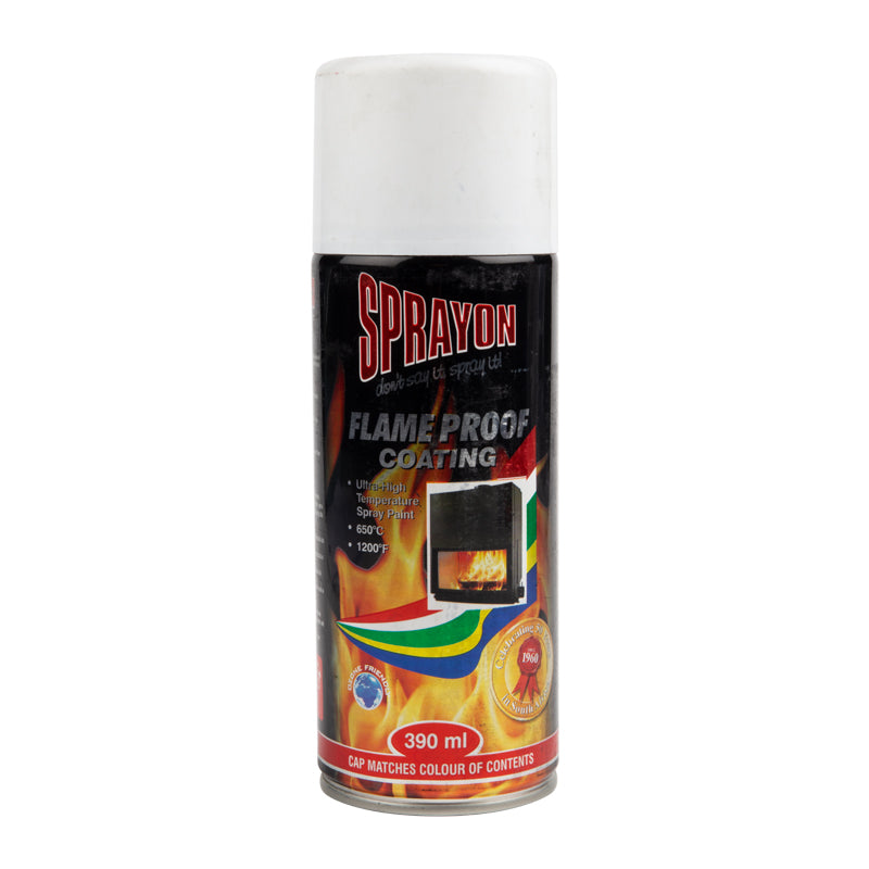 Sprayon flame proof coating spray can on a white background
