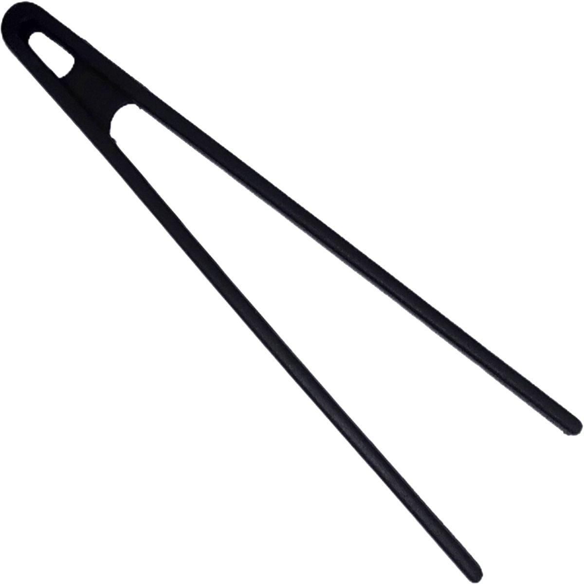 A pair of black silicone tongs designed for grilling.