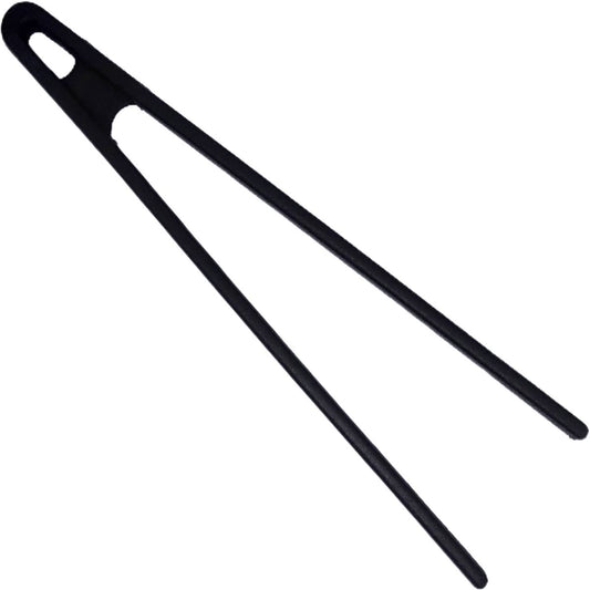 A pair of black silicone tongs designed for grilling.