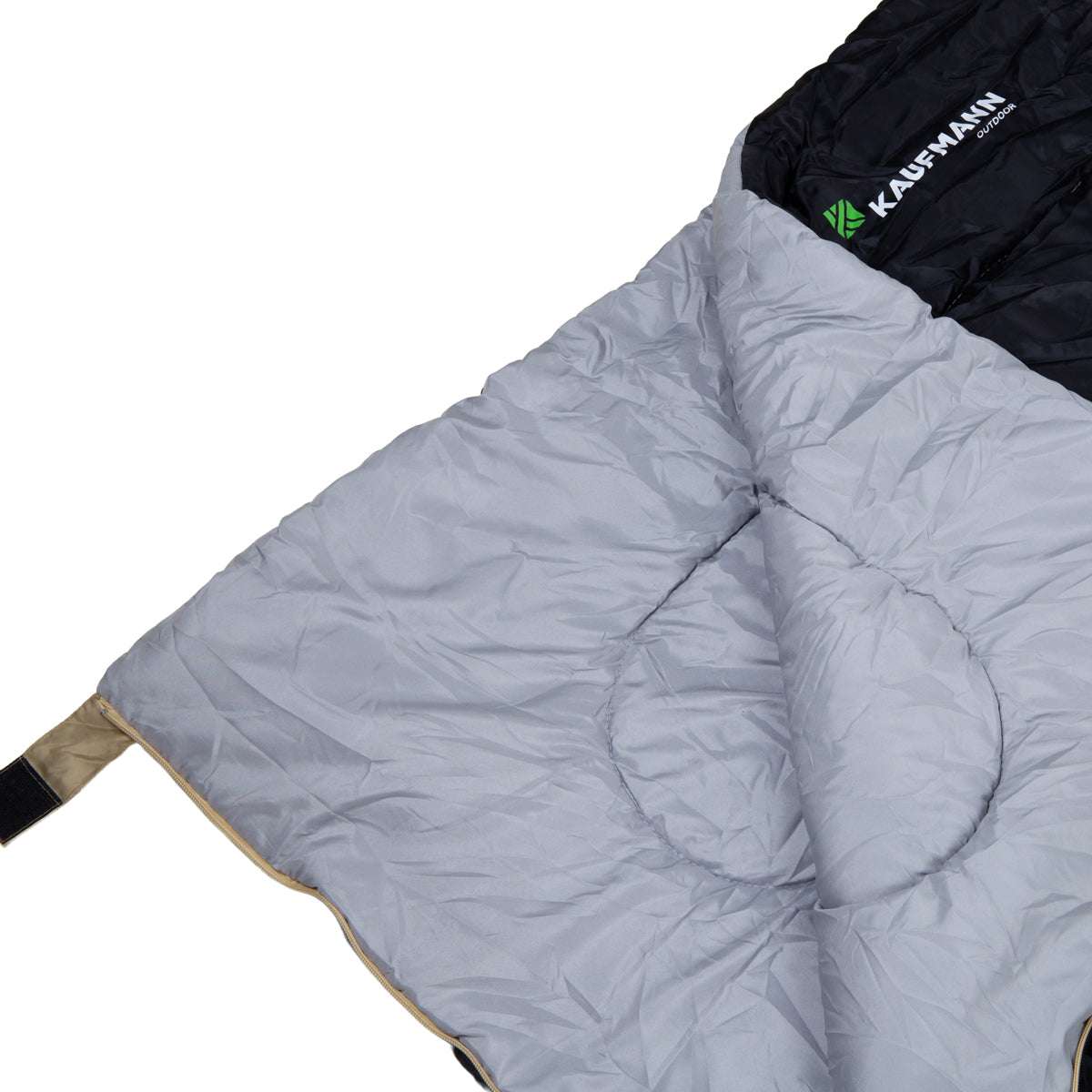 Sleeping bag with visible brand logo on a white background