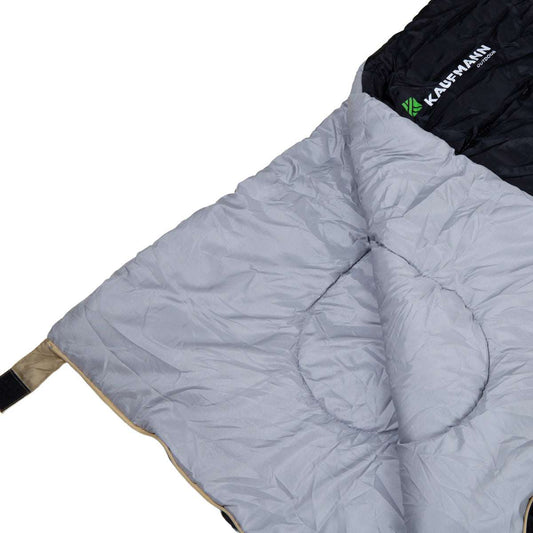 Sleeping bag with visible brand logo on a white background