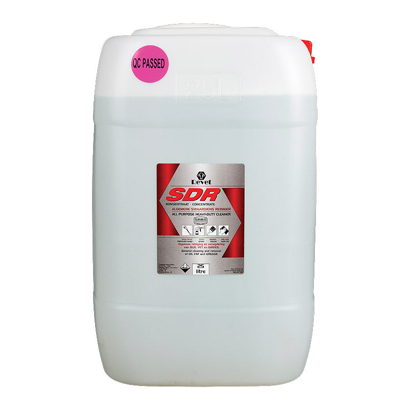 A 25-liter container of Revet SDR Concentrate All Purpose Heavy Duty Cleaner & Degreaser.