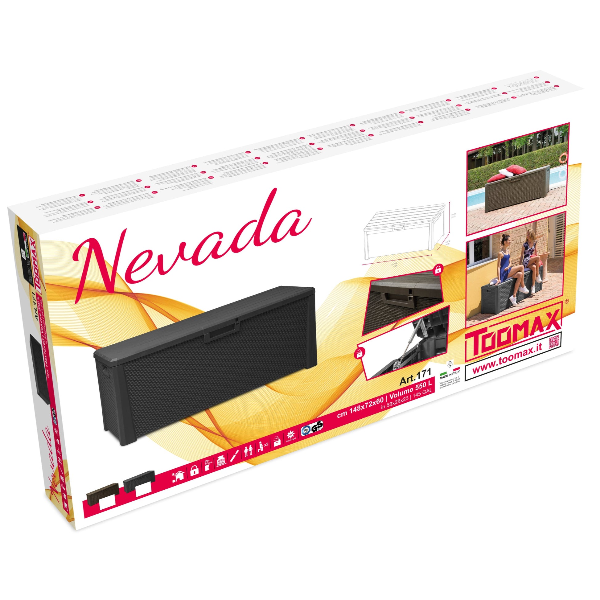 Product packaging for 'Nevada' with Toomax branding on a white background