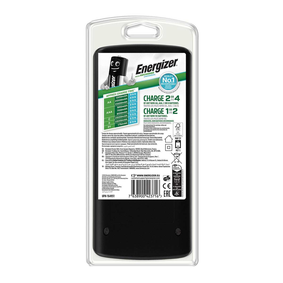ENERGIZER BATTERY CHARGER UNIVERSAL