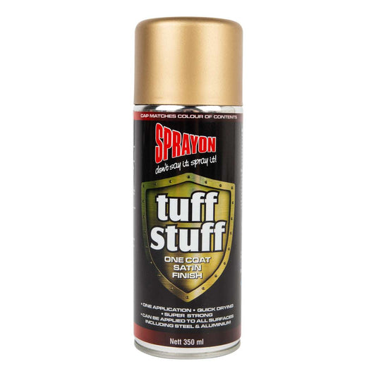 Sprayon tuff stuff spray paint can on a white background