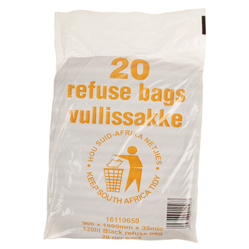 Pack of 20 refuse bags with a visible brand logo on a white background
