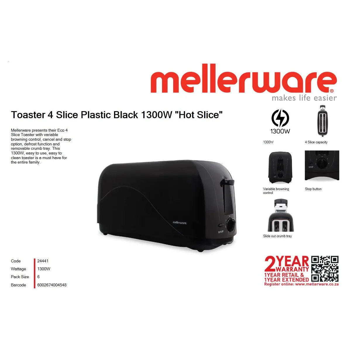 MELLERWARE TOASTER 4 SLICE