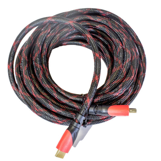 A packaged Parrot Braided HDMI Cable with red and black connectors visible, displayed in its retail packaging.
