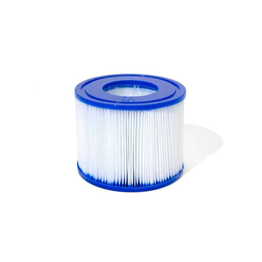 A white filter cartridge with a blue rim, designed for a Lay-Z-Spa pool filter system.