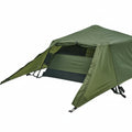 Green camping tent on a white background