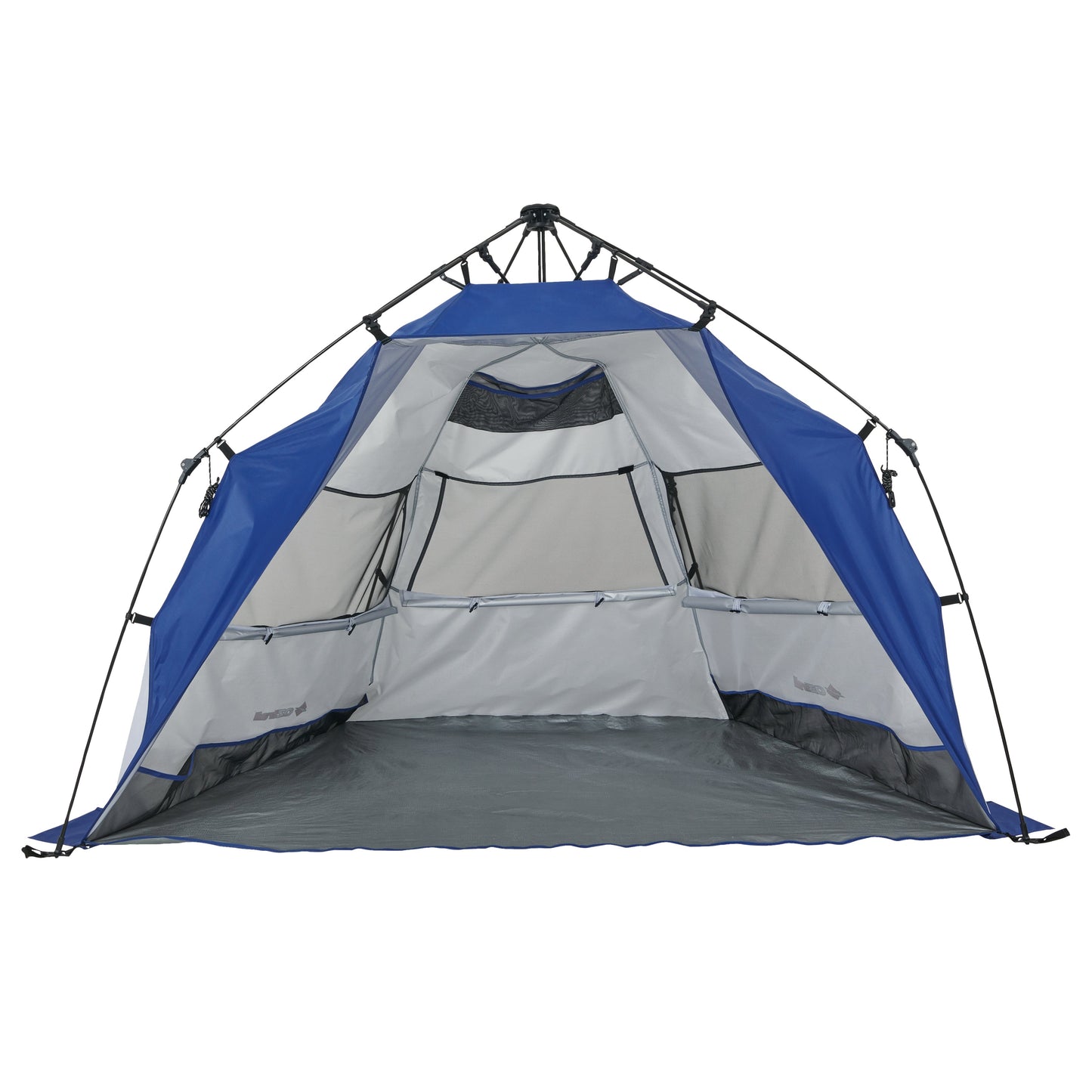 Blue and gray tent on a white background