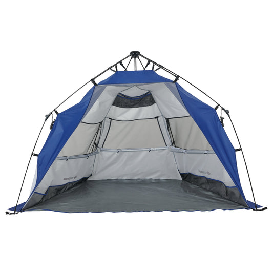 Blue and gray tent on a white background