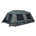 Gray camping tent with brown accents on a white background