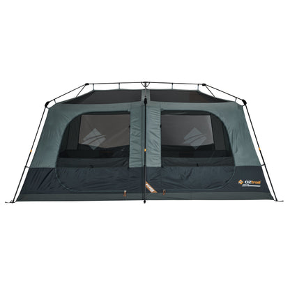 Camping tent with multiple rooms on a white background
