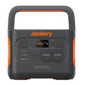 A portable power station with a black body and orange accents, featuring multiple ports and the Jackery brand logo.