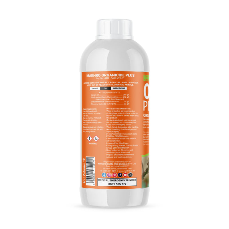 Bottle of Makhro Organocide Plus on a white background