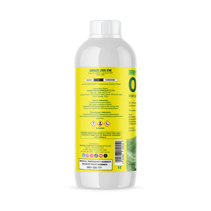 White bottle with a yellow label on a white background