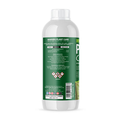 White bottle with a green label on a white background