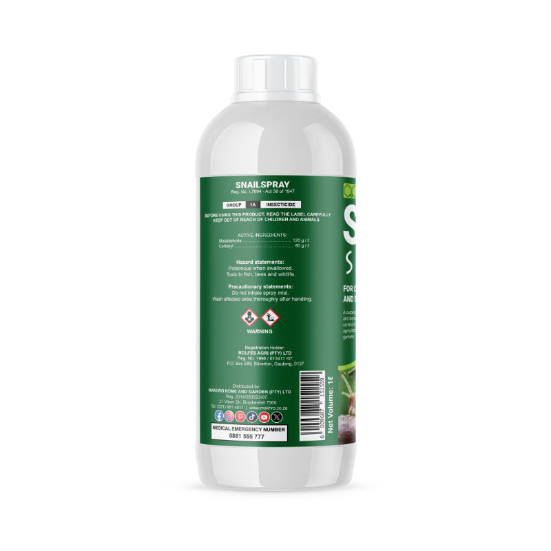Snail spray bottle with green label on a white background