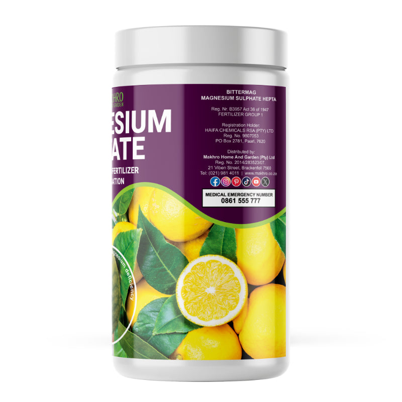 Container with a purple label featuring lemons and green leaves on a white background