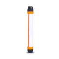 An orange and white LED powerbank torch with a black end cap.