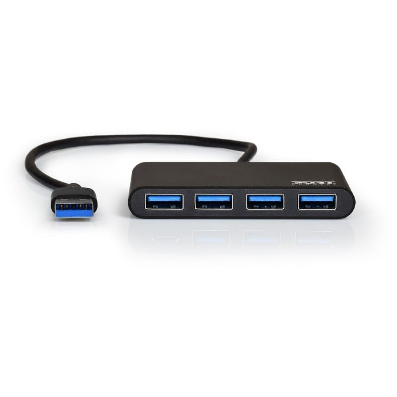 Port USB3.0 to 4 x USB3.0 5Gbps 4 Port Hub - Black