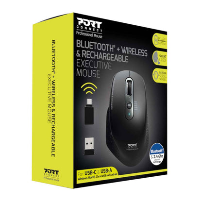 Port Connect Bluetooth Wireless and Rechargeable Executive Mouse Black