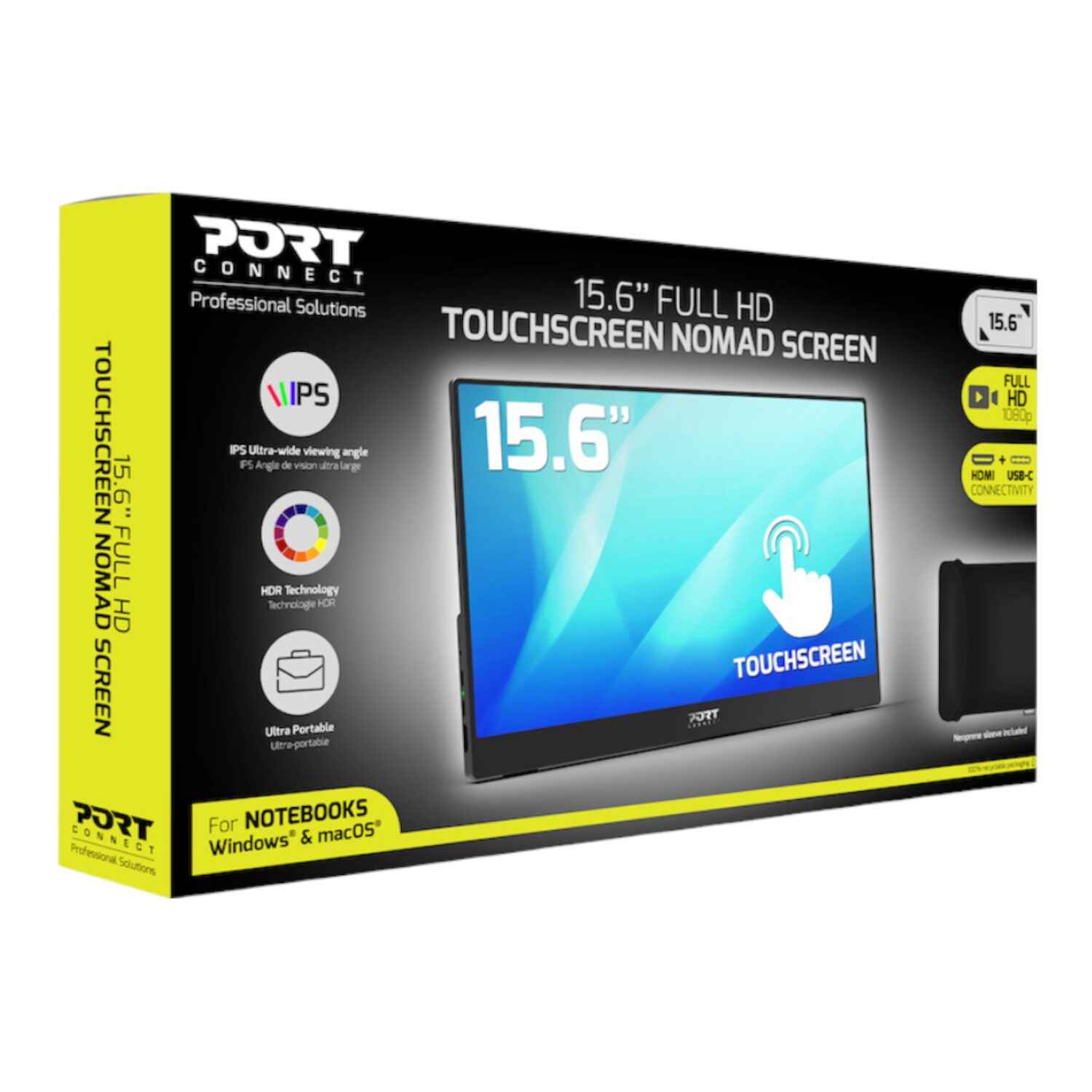 Port Connect 15.6" Full HD Touchscreen Portable Monitor