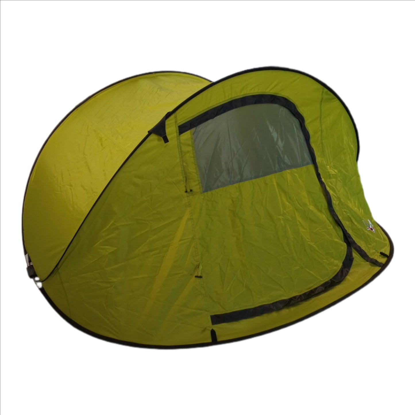 Green pop-up tent on a white background