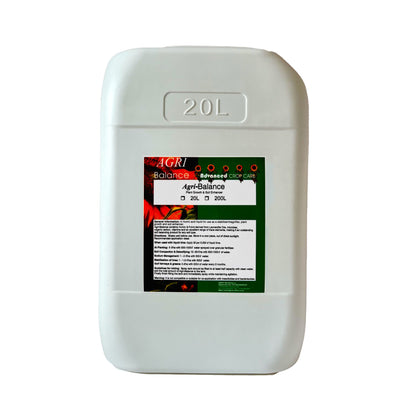White 20L container labeled 'Agri-Balance' with a label on a white background