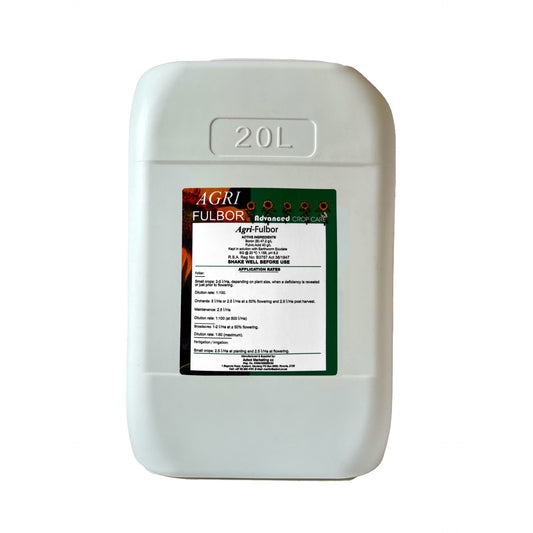 White 20L container labelled 'Agri-Fulbor' on a white background