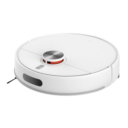 White robot vacuum cleaner on a white background