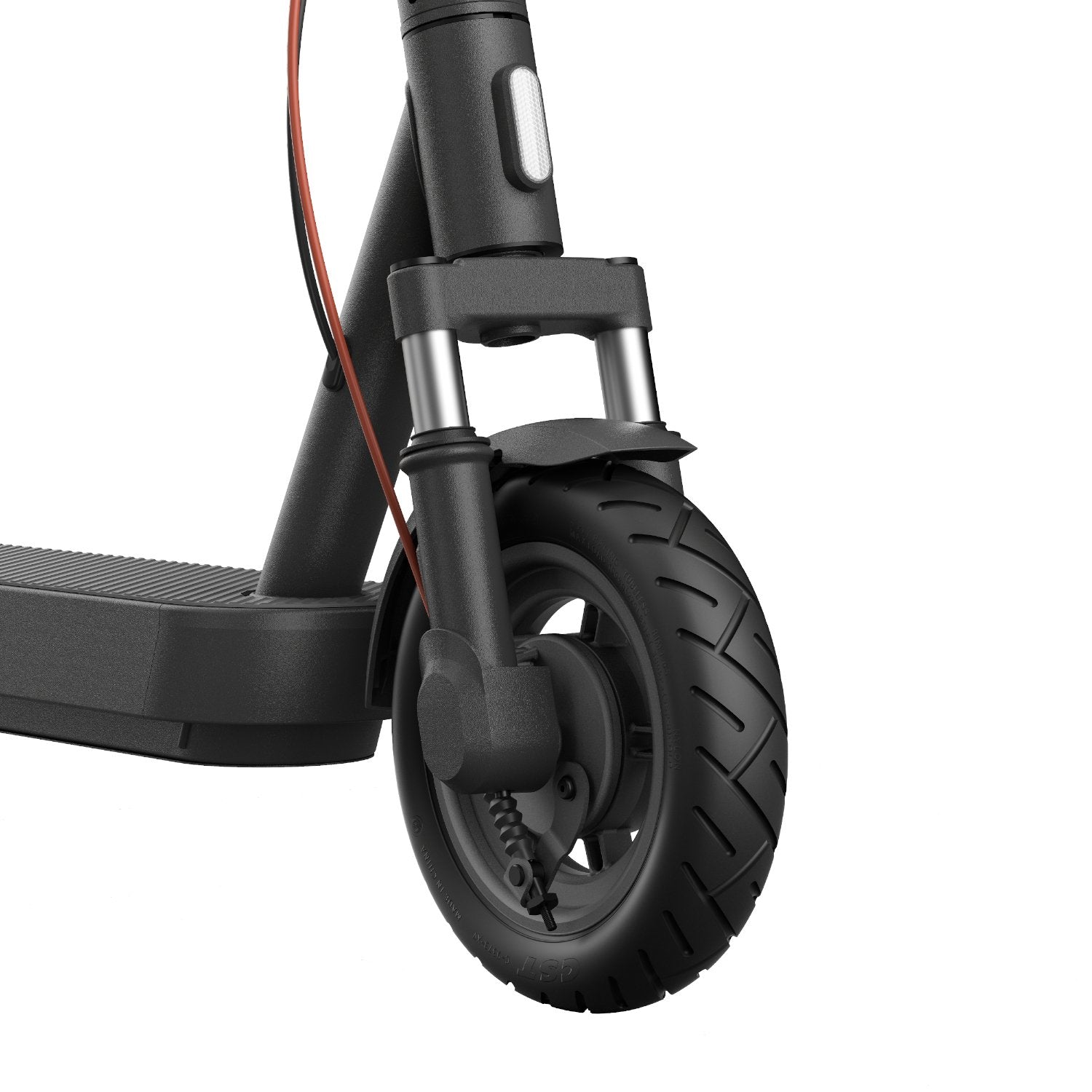 Close-up of a scooter wheel with a white background