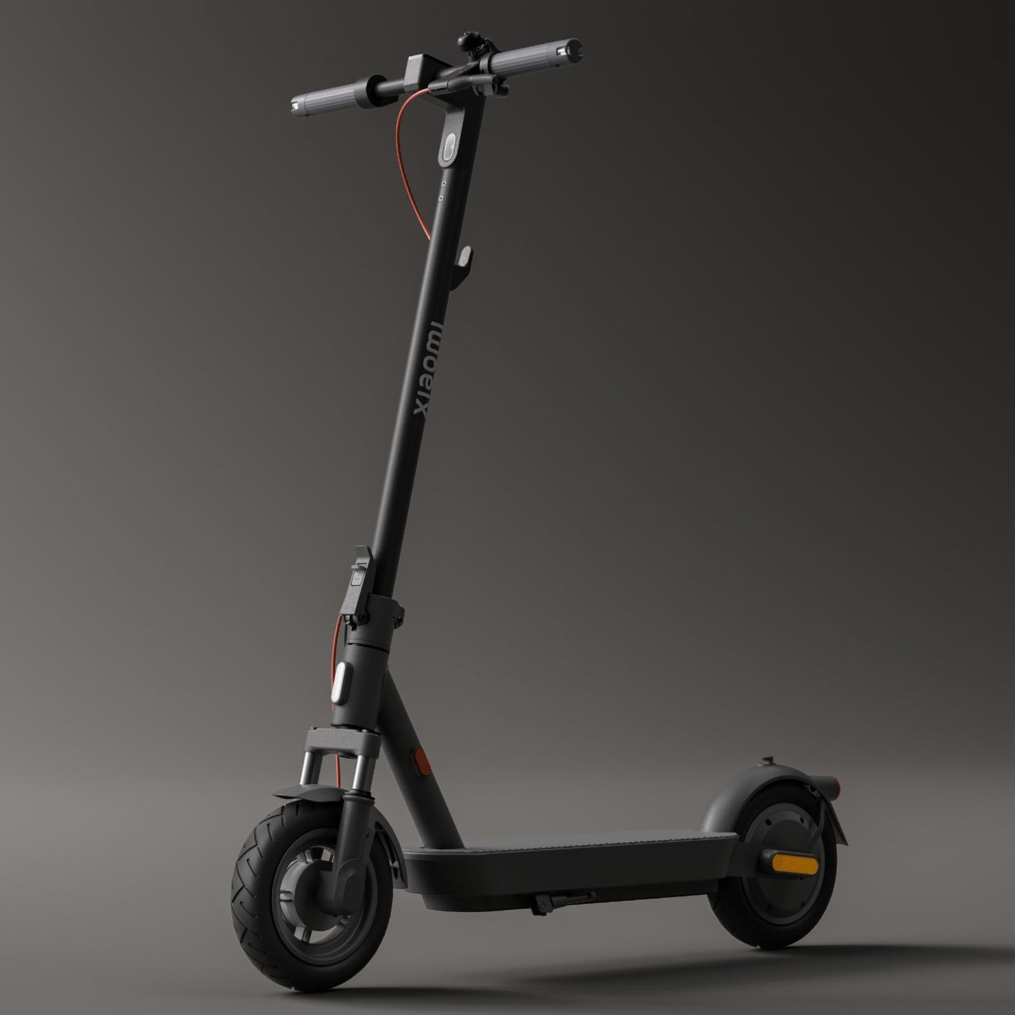 Black electric scooter on a gray background
