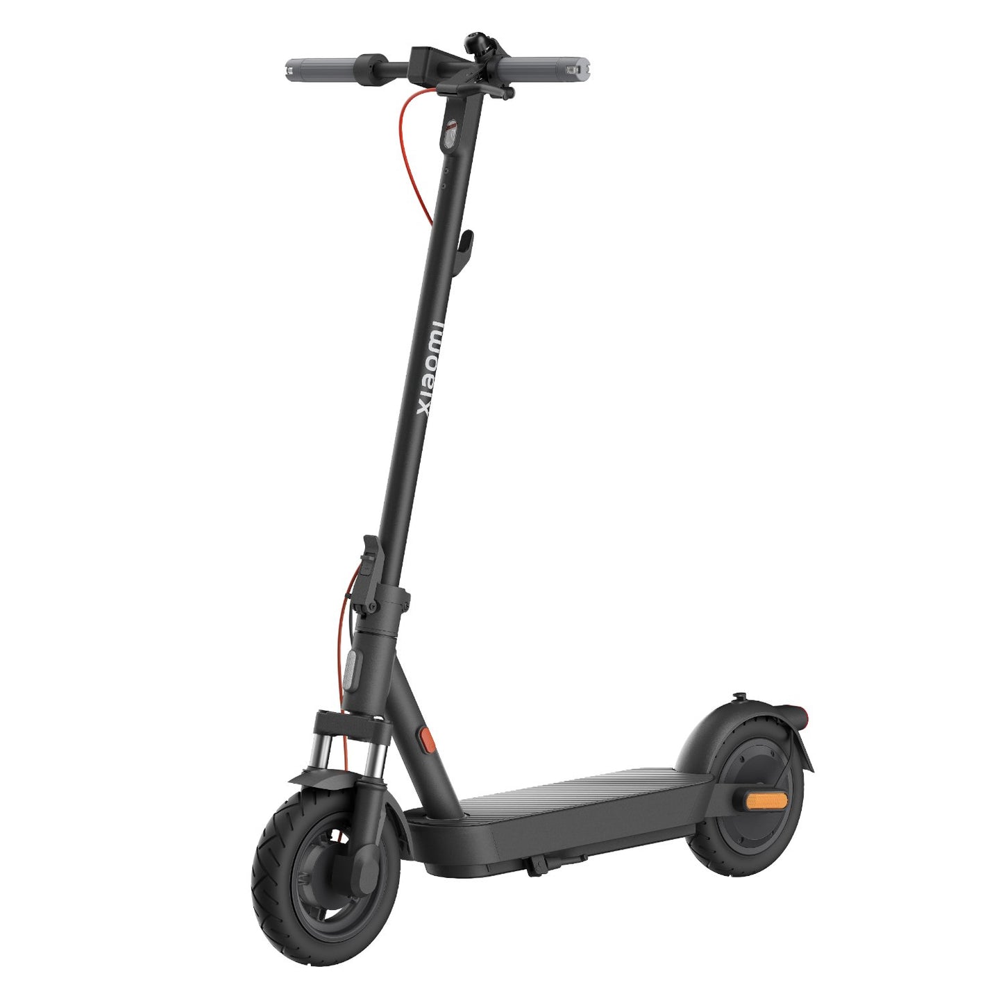 Black electric scooter with 'Xiaomi' branding on a white background