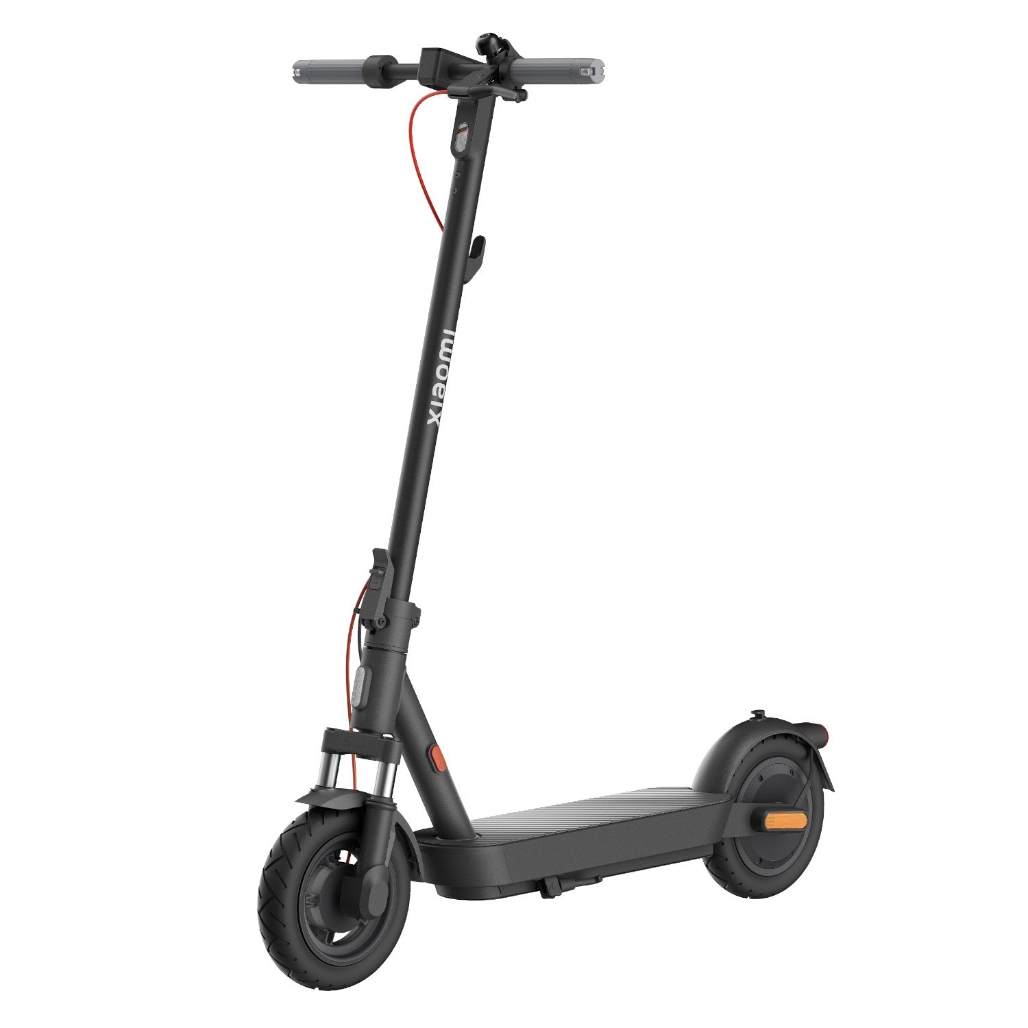 Black electric scooter with 'Xiaomi' branding on a white background