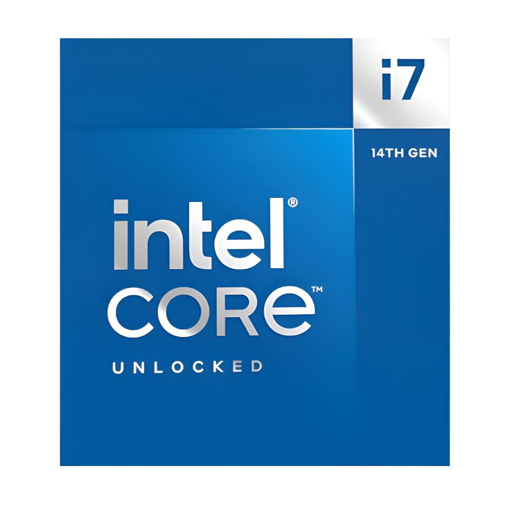 Intel Core i7 processor packaging with blue and white design