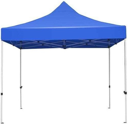 Blue pop-up canopy tent on a white background