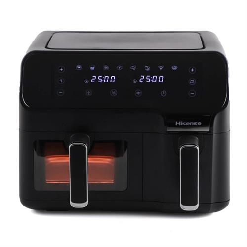 Black Hisense air fryer on a white background