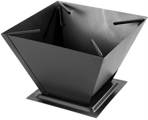 Black metal fire pit on a white background