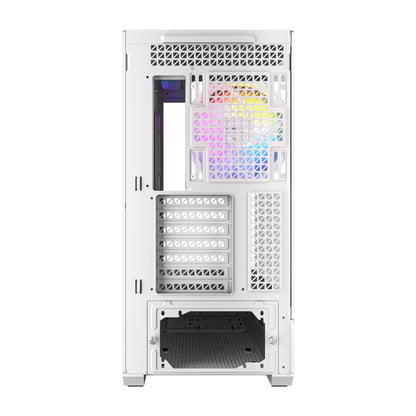 Computer case with RGB lighting on a white background