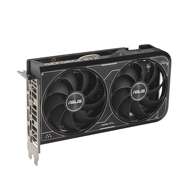 Asus graphics card with dual fans on a white background