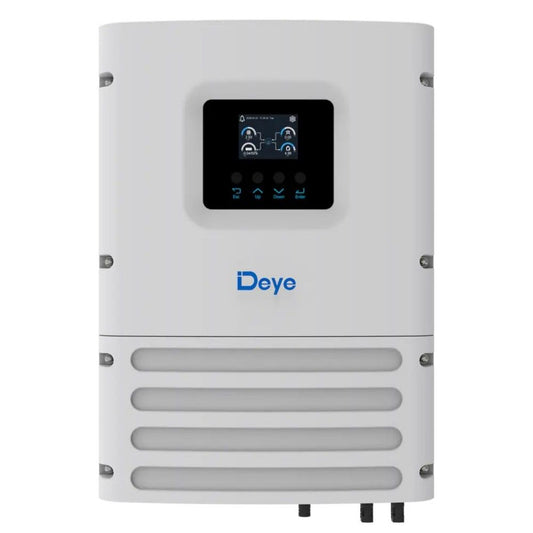 Deye Off-Grid 6kW Hybrid Inverter with a screen and 'Deye' branding on a white background