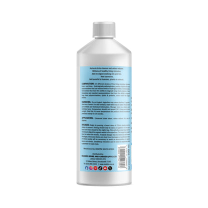 Bottle with a blue label on a white background