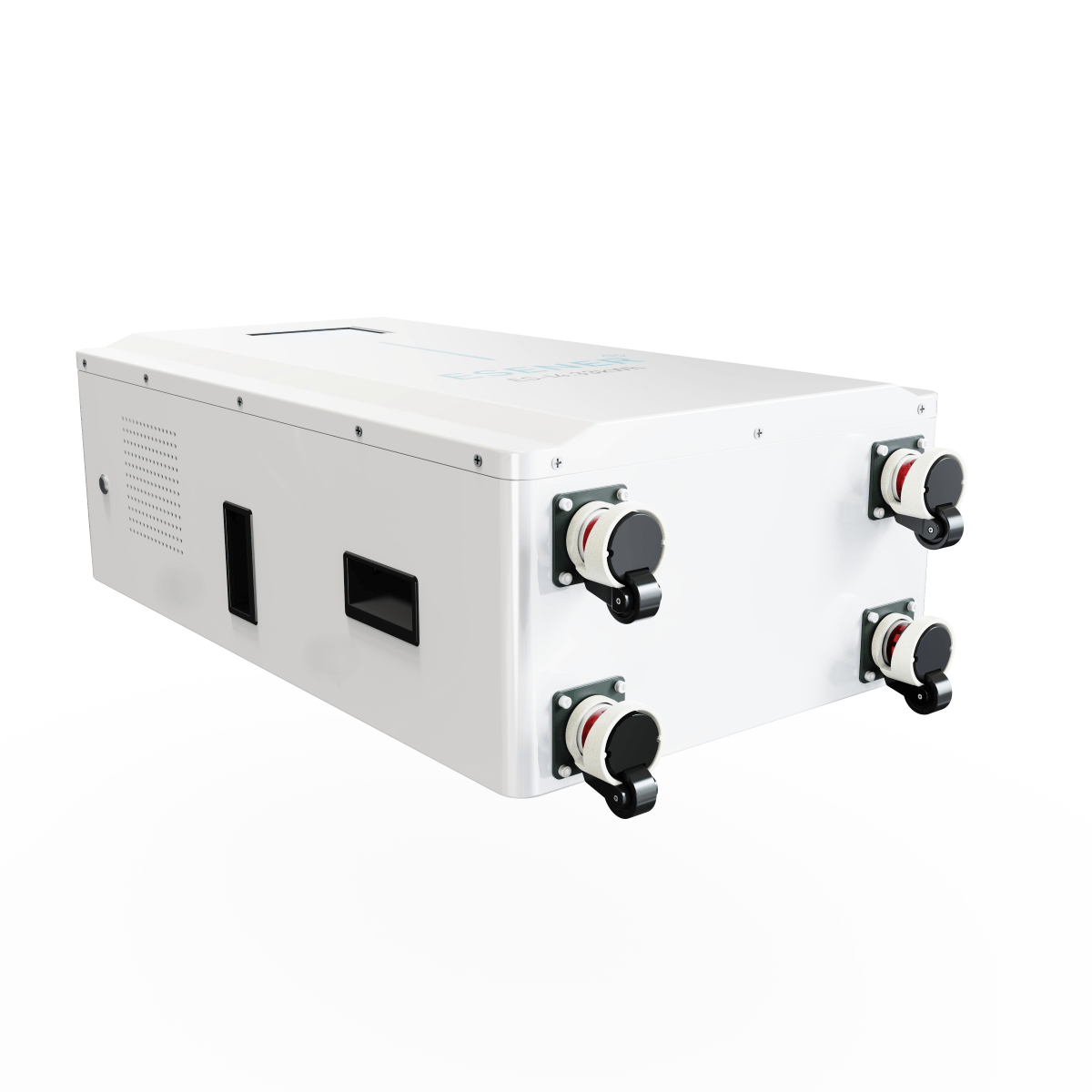 White Esener 14.33kWh Lithium Battery 51.2V with visible castors on a white background