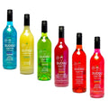 A collection of six GUDGU 750ml bottles in various colors, each representing a different flavor of sugar-free concentrate drink.