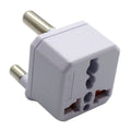 White travel adapter on a white background