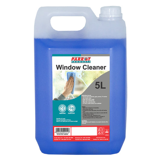 5L window cleaner bottle with Parrot Products branding on a white background